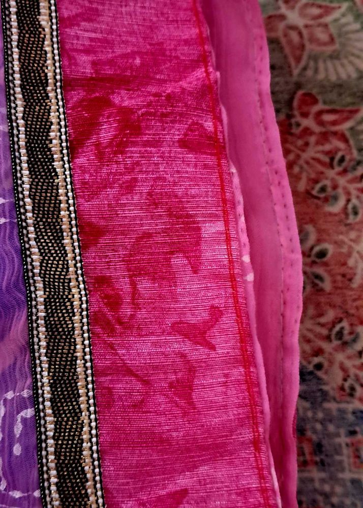 🎀🎀Vibrant Purple Leheriya Saree