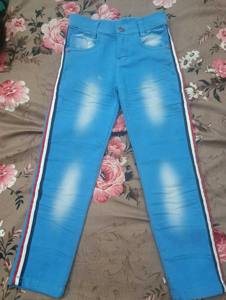 Blue Jeans with Striped Detail