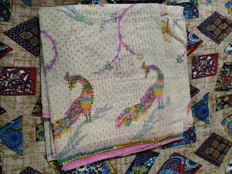 Elegant Peacock Print Saree