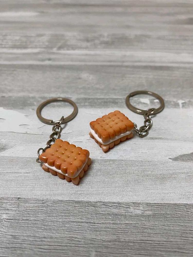 Cute Biscuit Cream Sandwich Food Keychain