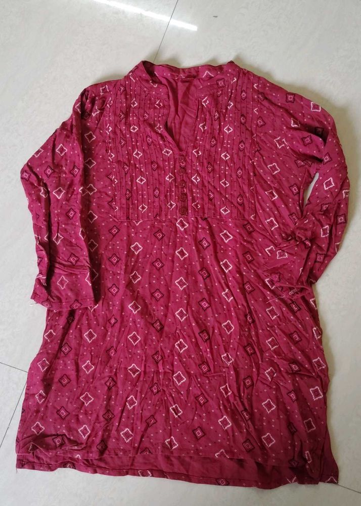 Women's Pink Printed Kurta