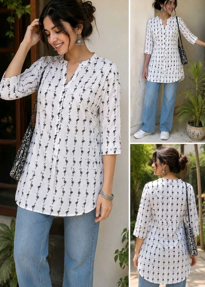Chic Flamingo Print Kurta Tunic
