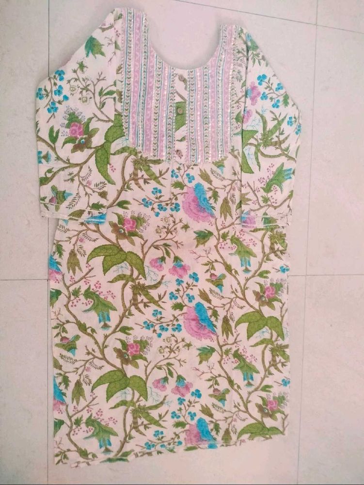 Floral Bird Print Kurta