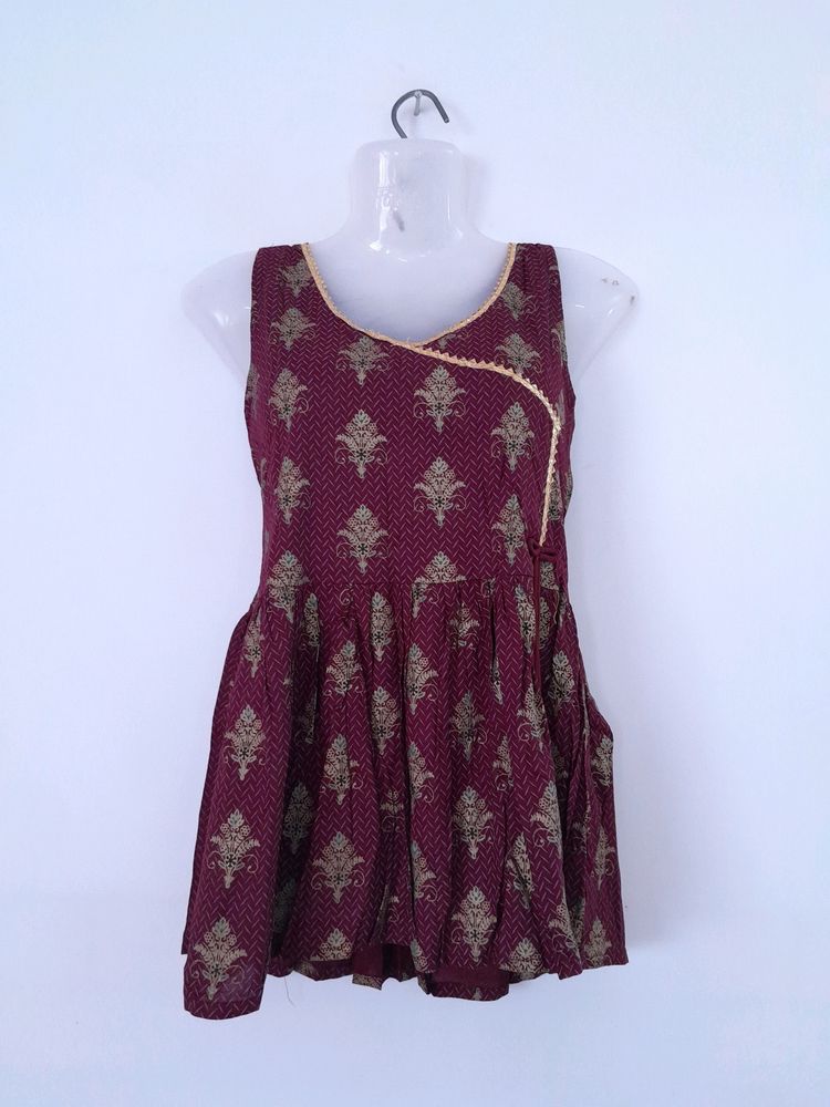 Maroon Printed Top (Women's)