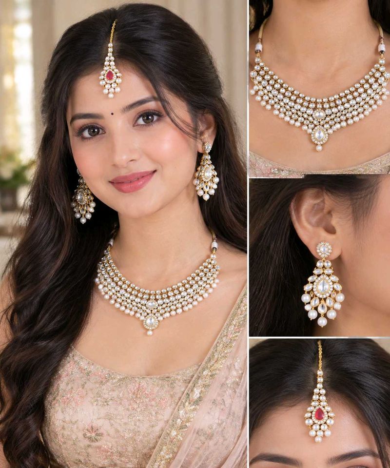Exquisite Pearl and Kundan Jewellery Set