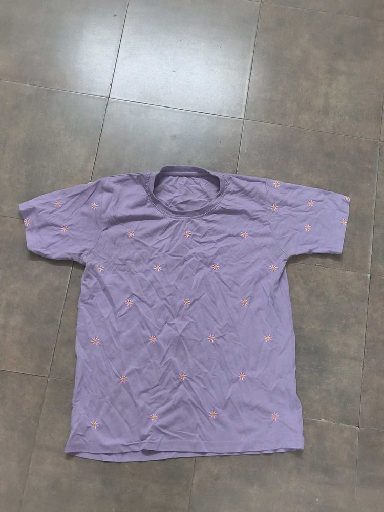 Lavender Embroidered T-Shirt