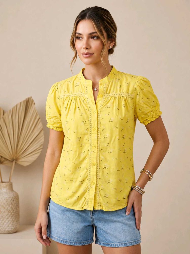 Charming Yellow Floral Blouse