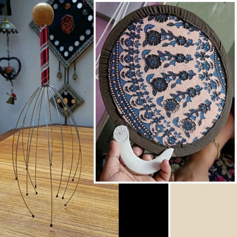 Foldable Fan+head massager