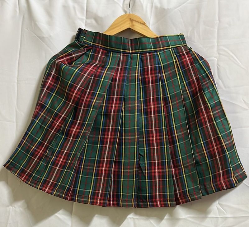Pleated Plaid Skirt