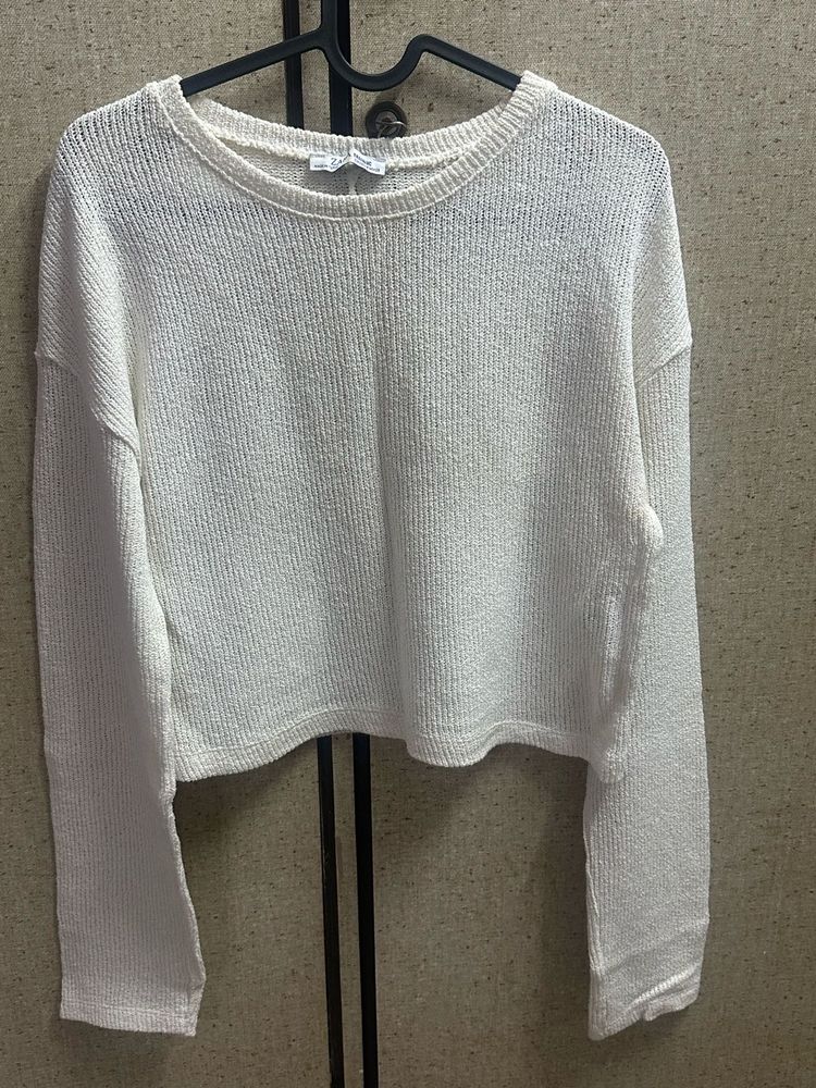 Cream Knit Cropped Sweater