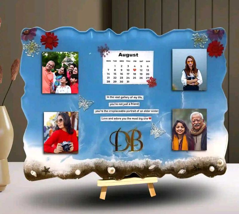 Personalized ocean theme Photo Frame with Calendar