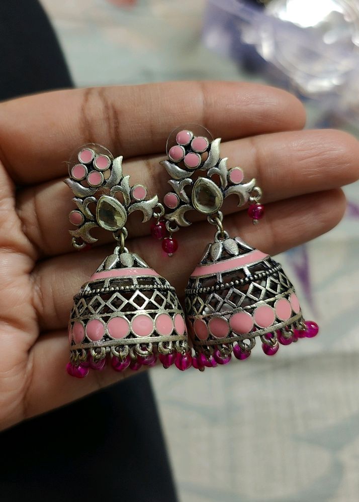 Voylla Artificial Silver Colour Earrings
