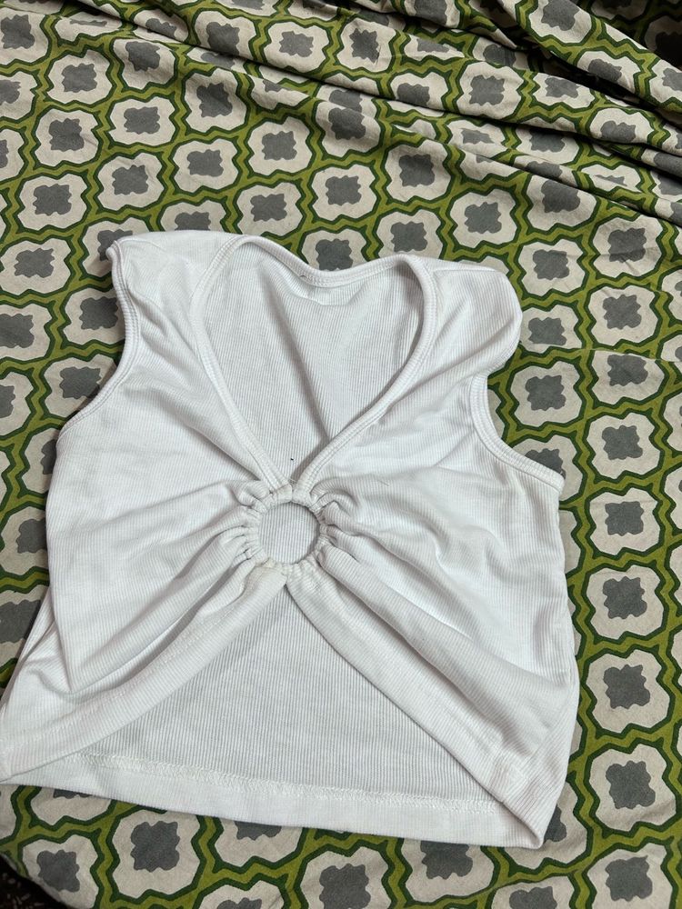 White Ring Detail Tank Top