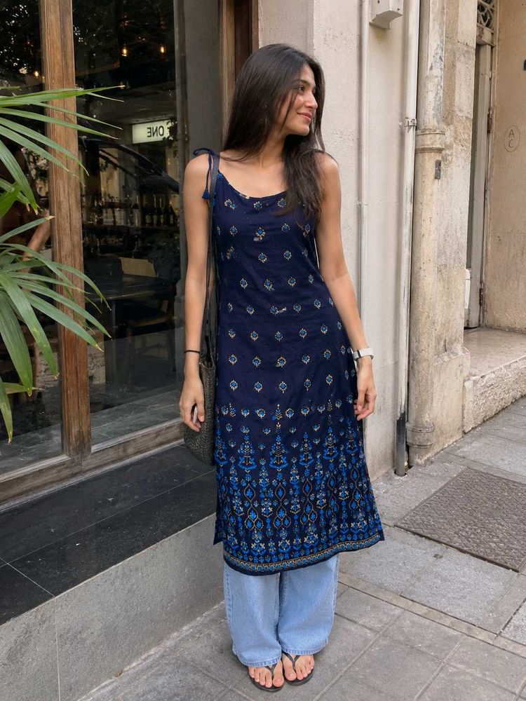 Boho Blue Floral Kurti