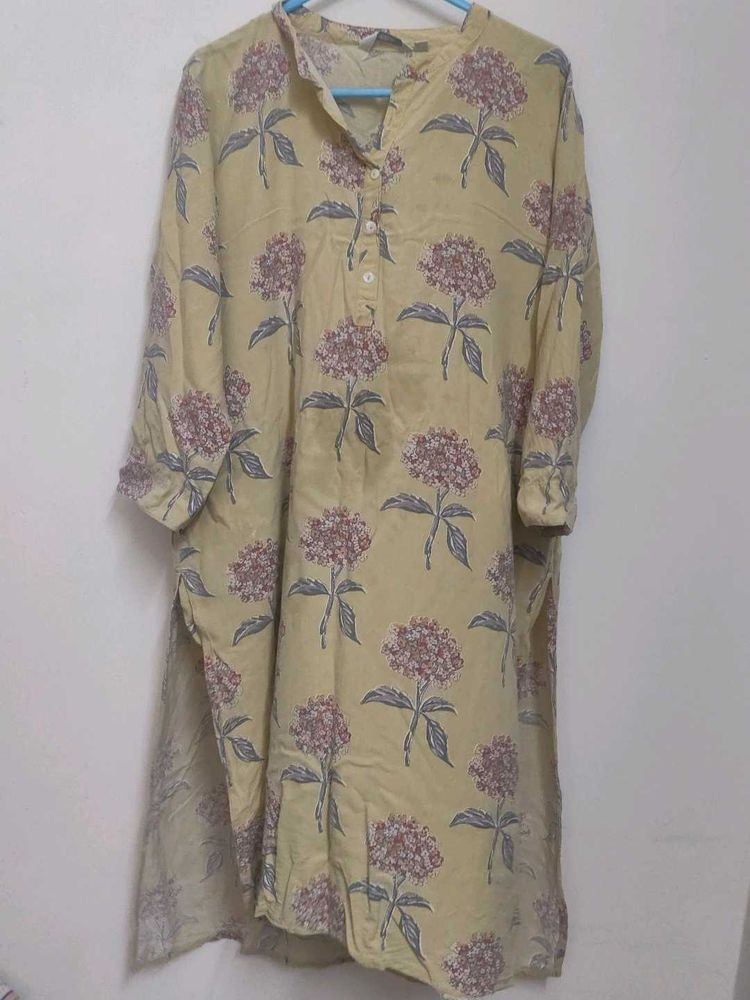Yellow Floral Print Kurta