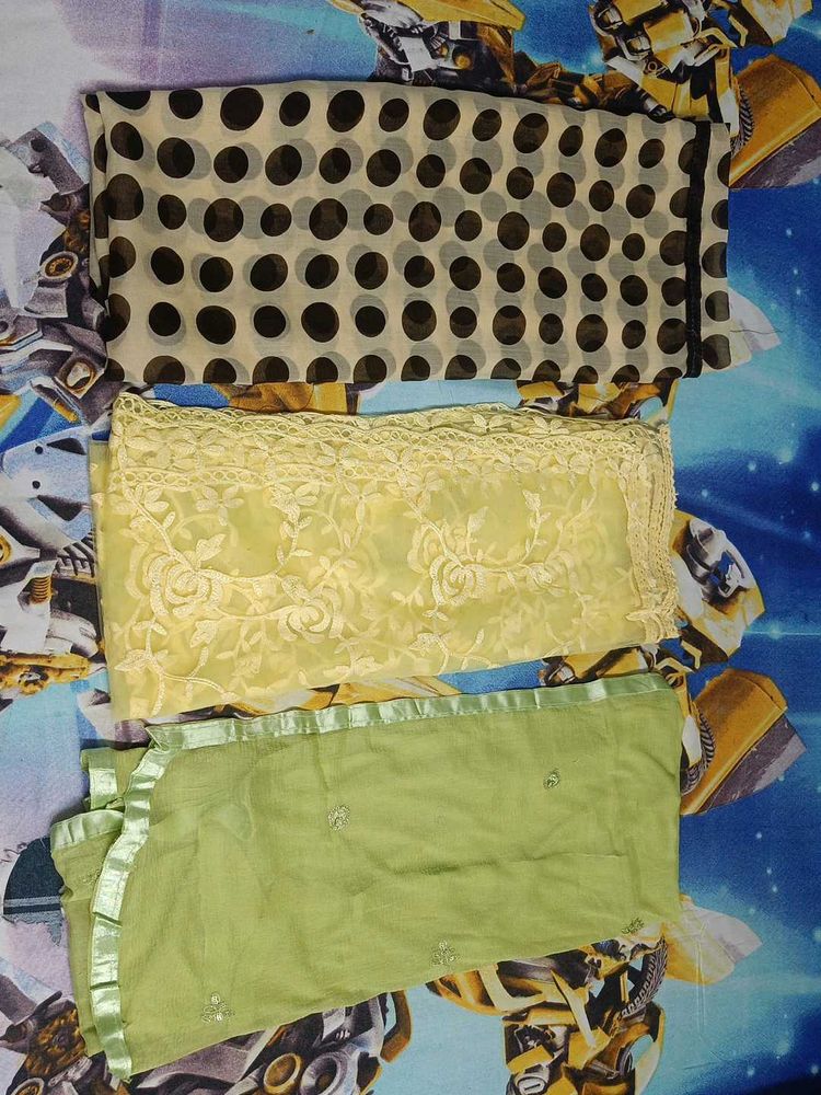 Polka Dot &amp; Embroidered Dupattas combo