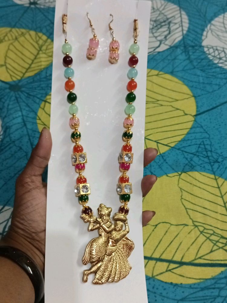 Brand New Necklace Radha Krishan Panded With Earri