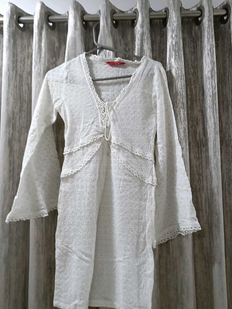 White Chicken Work Beach Wear Dress