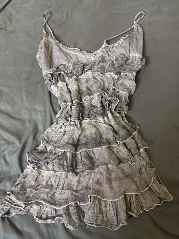 Ruffled Grey Mini Dress