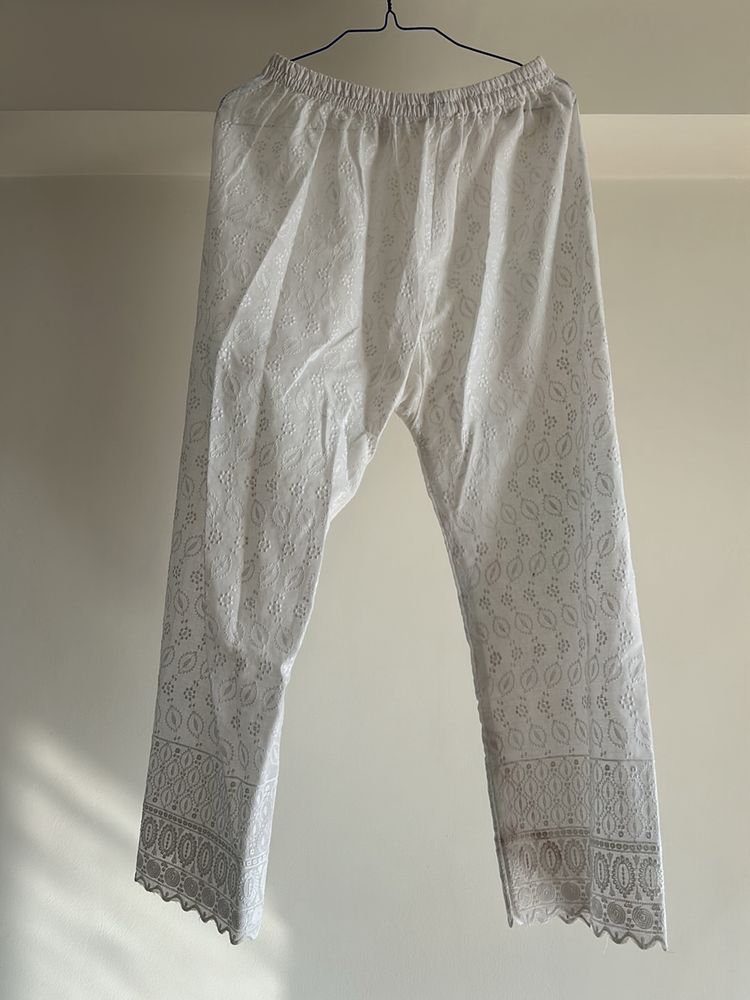 Chikankari Hand Embroidered Straight Bottom