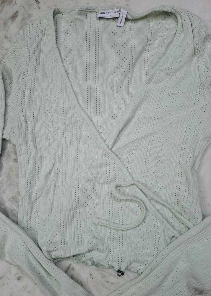 Light Green Wrap Crop Top