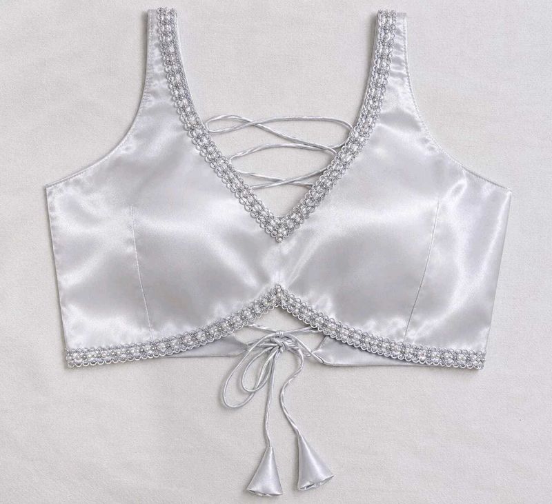 Elegant Silver Embellished Blouse