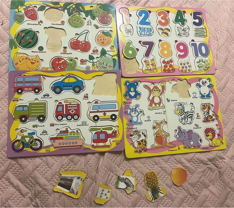 Wooden Peg Puzzles Set