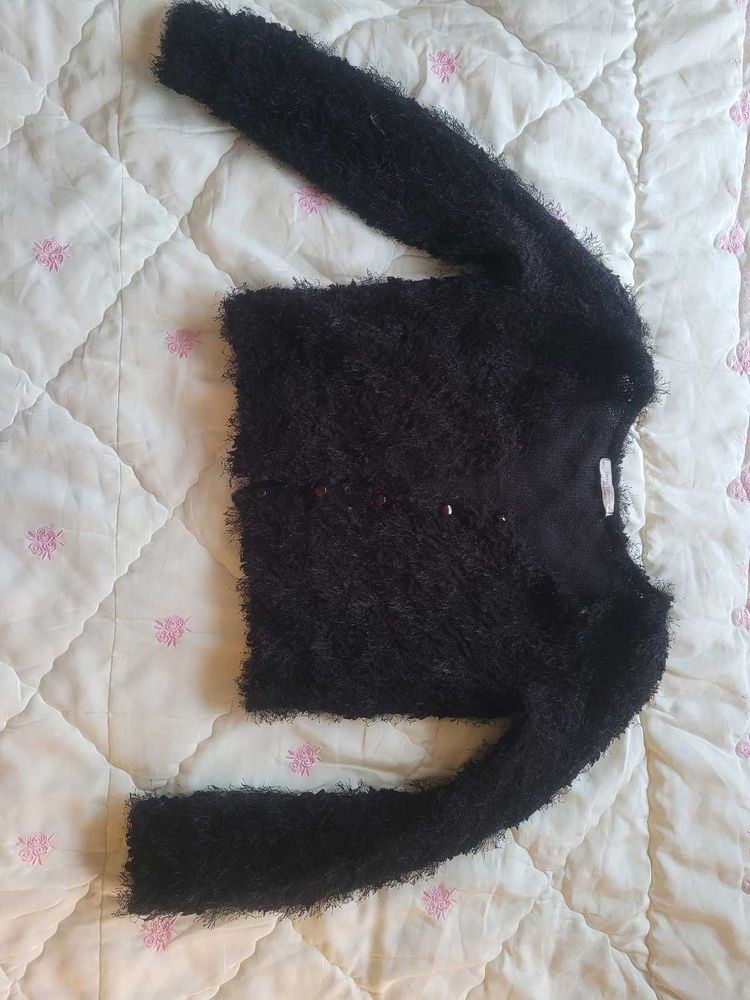Fluffy Black Cardigan