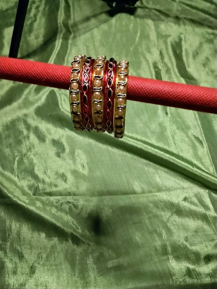 Set of Red &amp; Gold Bangles
