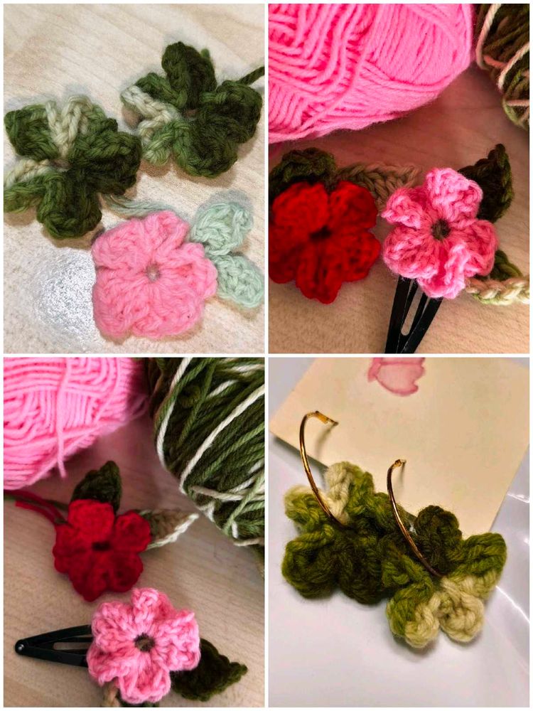 🔥 MEGA SALE OFFER 🔥Crochet Flower Hair Clips &amp; E
