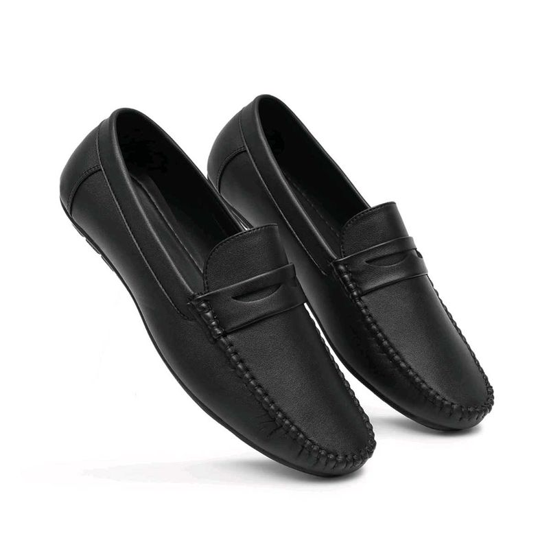 Black Leather Driving Loafers