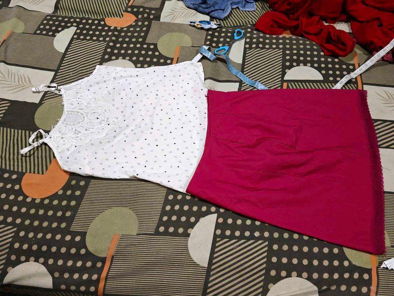 Cute Cami with Lace Trim skirt set