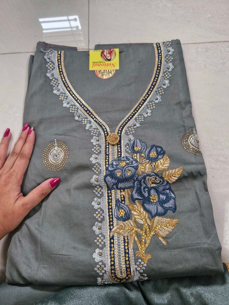 Grey Embroidered Kurta Set
