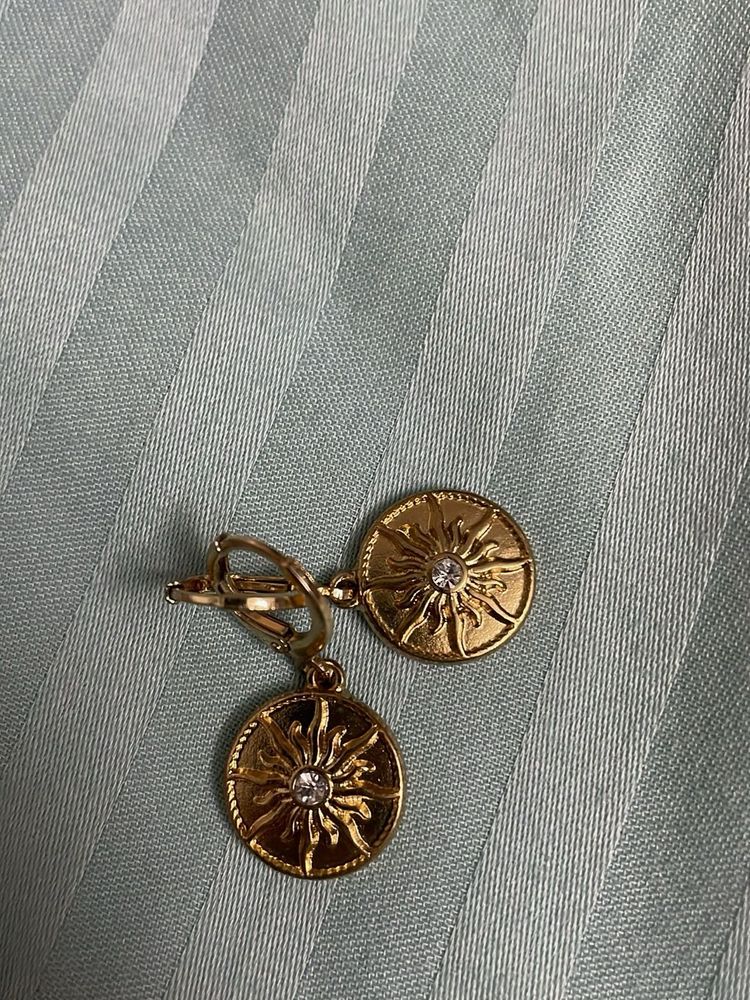 Gold Sun Charm Earrings
