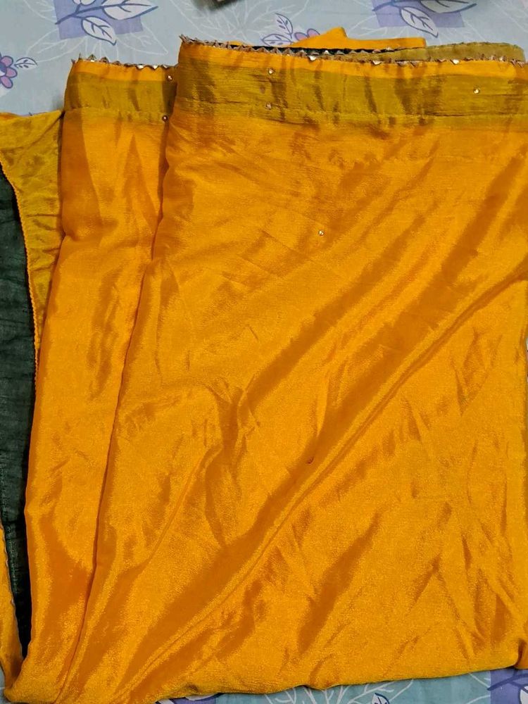 Vibrant Yellow Silk Saree