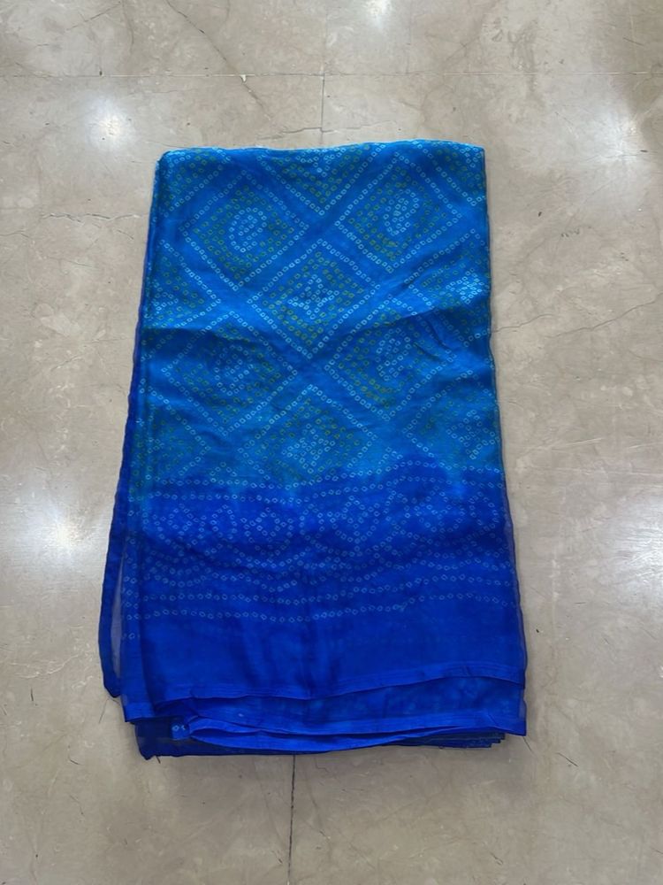 Blue Bandhani Saree