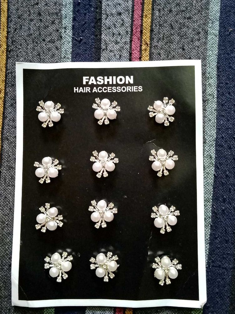 Pearl &amp; Rhinestone Flower Hair Clips Set