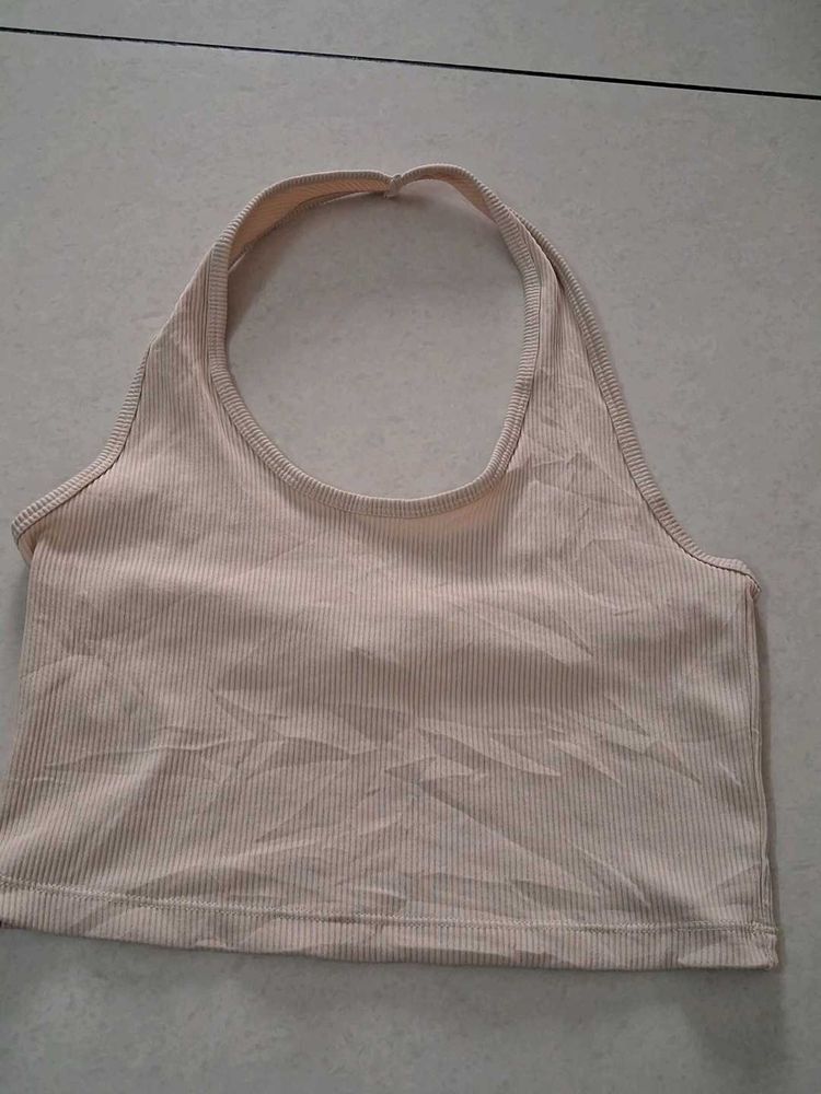 M H&amp;M Ribbed Halter Neck Crop Top