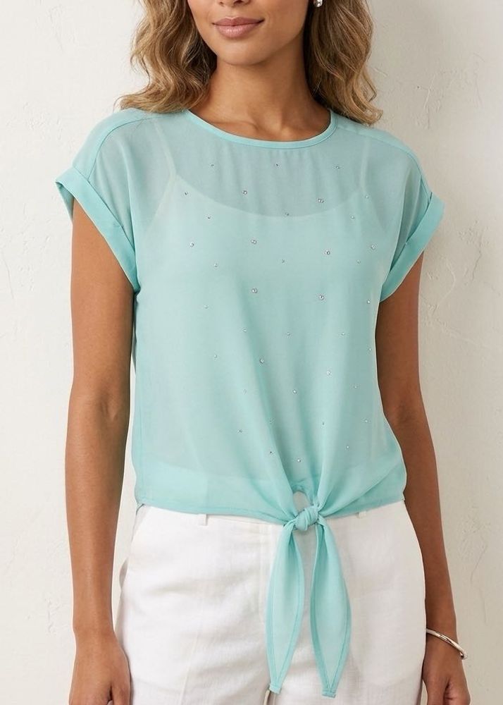 Sparkly Teal Sheer Top
