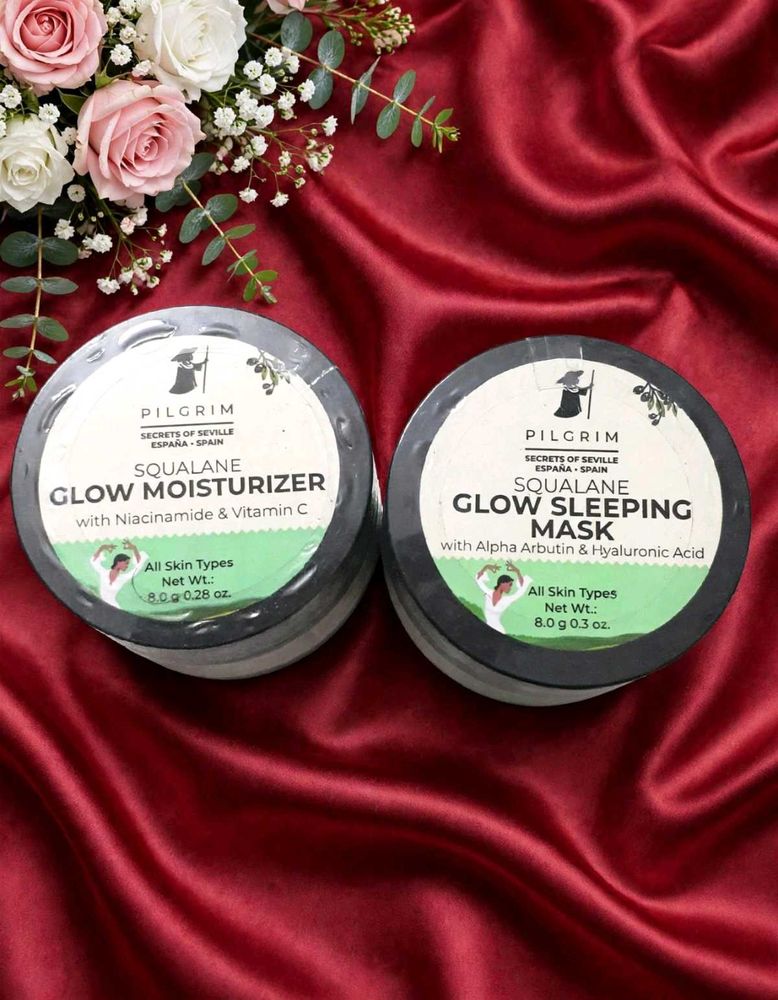 💖 Pilgrim Squalane Glow Moisturizer + Sleeping ma