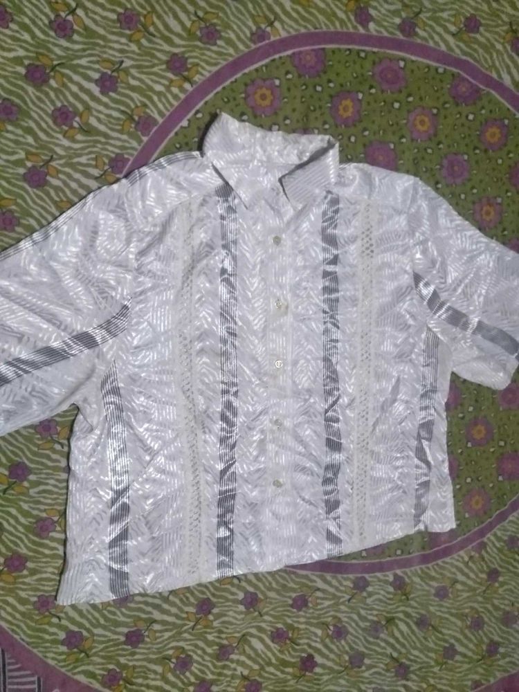 women's White Textured Shirt