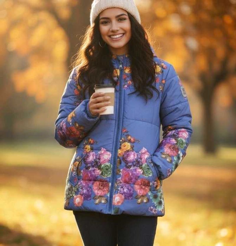 Floral Print Padded Jacket