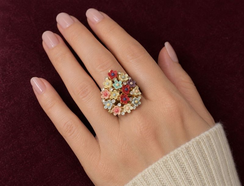 Vintage Style Floral Cocktail Ring
