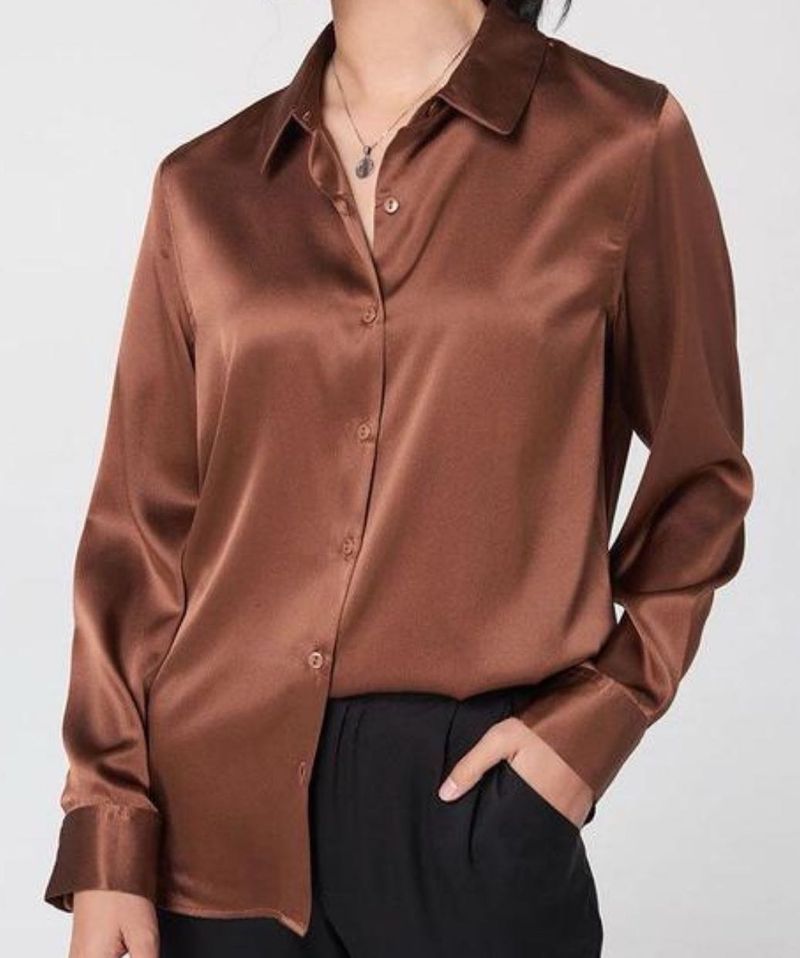 Satin Button-Up Shirt