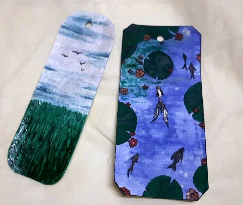 Two 2️⃣Hand-Painted Landscape bookmark