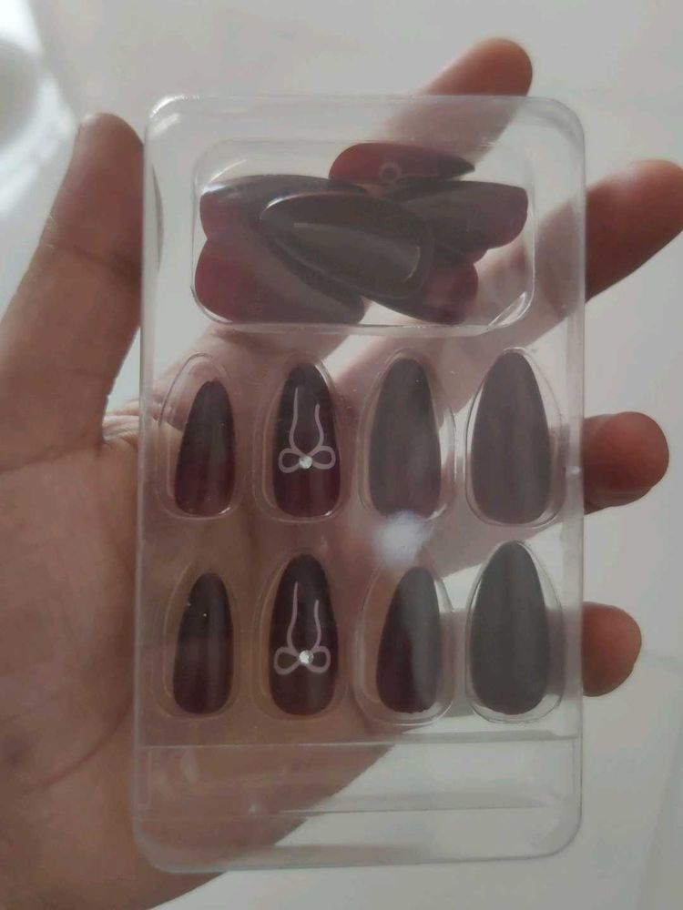 Burgundy Almond Press-On Nails