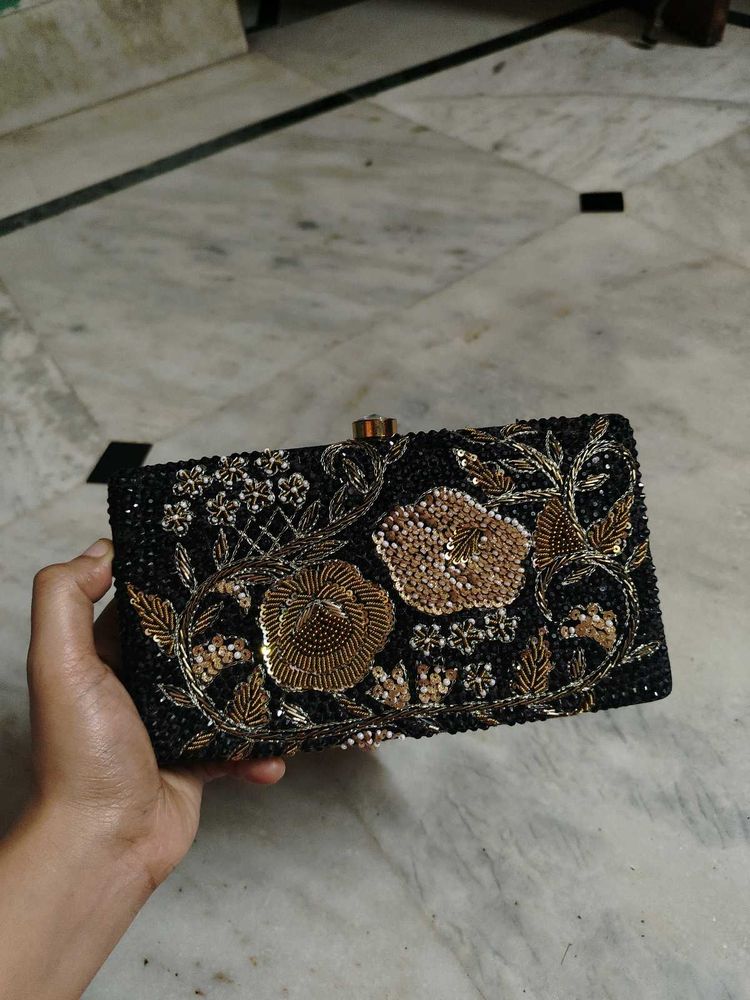 Embellished Black Evening Clutch