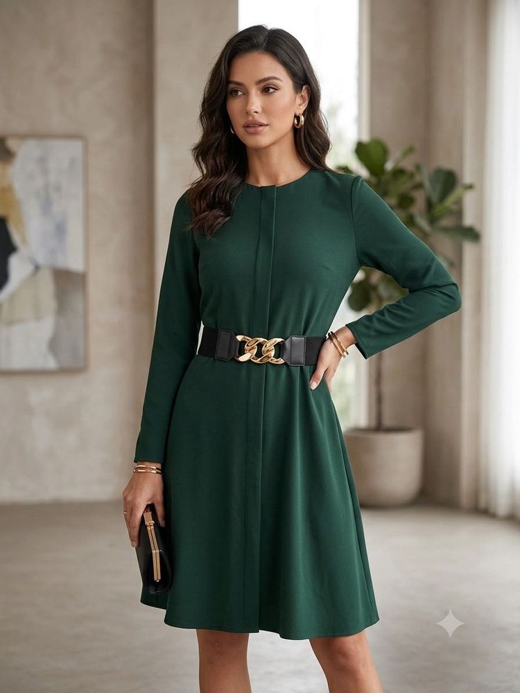 Chic Black Belt with Gold Chain Accent