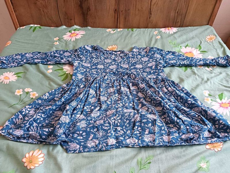 Blue Floral Print Kurta