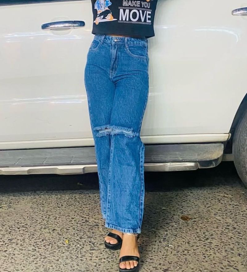 Stylish Ripped Blue Jeans